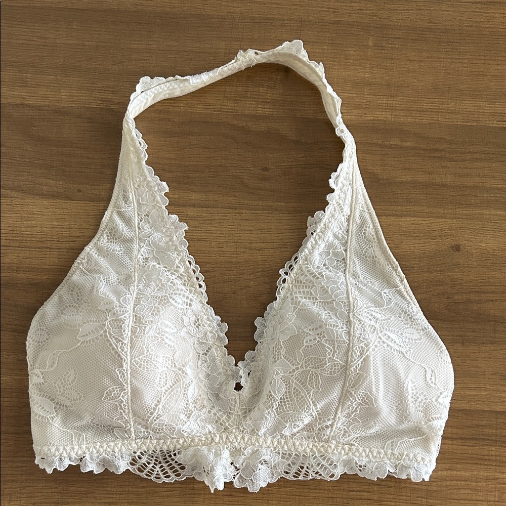 Abercrombie & Fitch Ivory Lace Halter Bralette